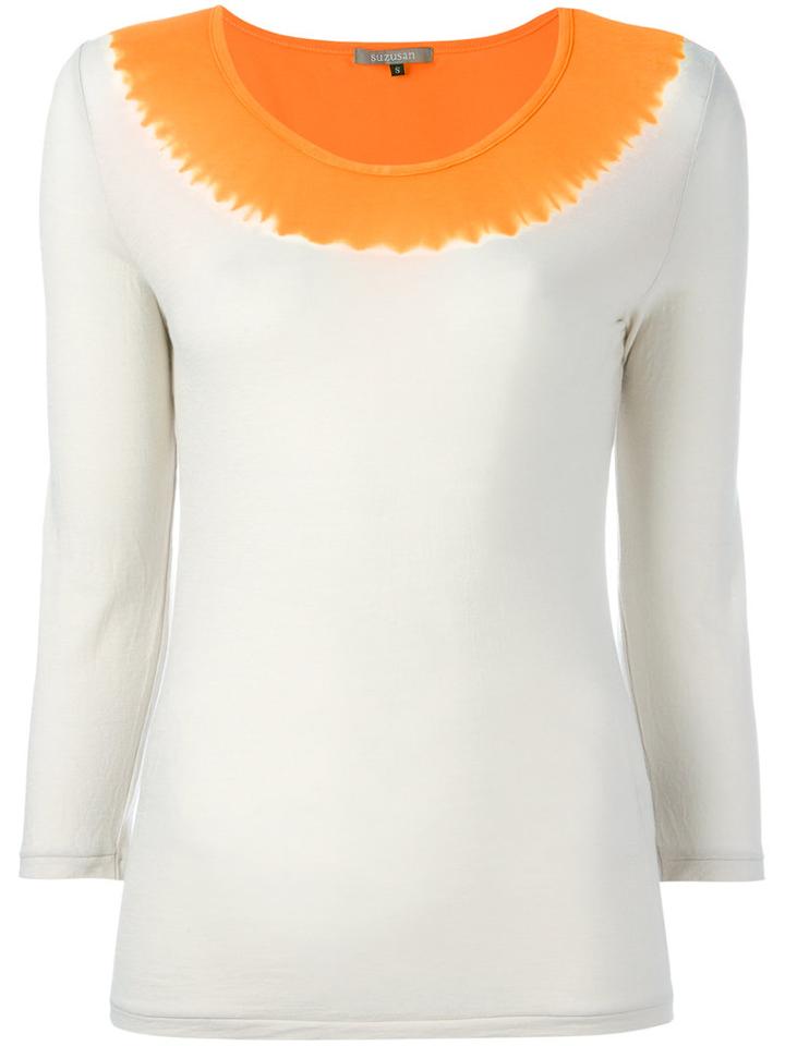 Suzusan - Contrast Sweatshirt - Women - Cotton - S, Women's, Yellow/orange, Cotton