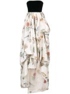 Oscar De La Renta Strapless Velvet Bodice Gown - White