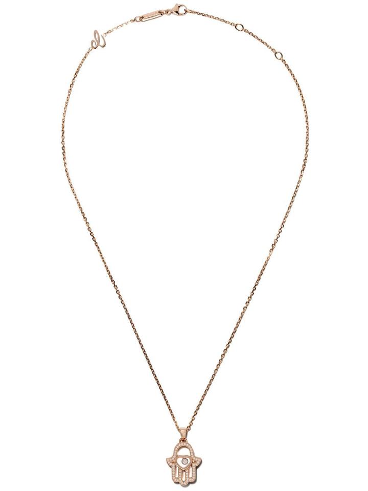 Chopard 18kt Rose Gold Good Luck Charms Diamond Pendant Necklace -