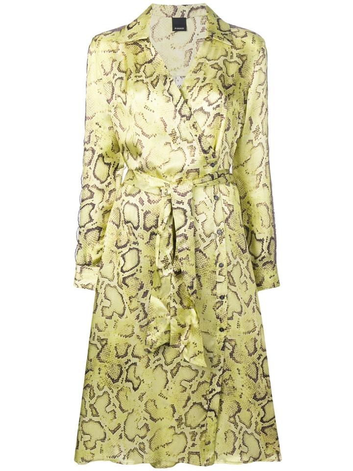Pinko Snake Print Wrap Dress - Yellow