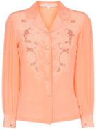 One Vintage Lace Panel Blouse - 110 - Orange