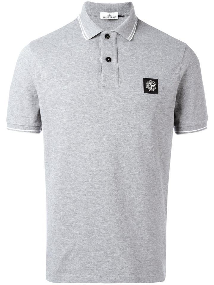 Stone Island Logo Patch Polo Shirt, Men's, Size: Small, Grey, Cotton/spandex/elastane