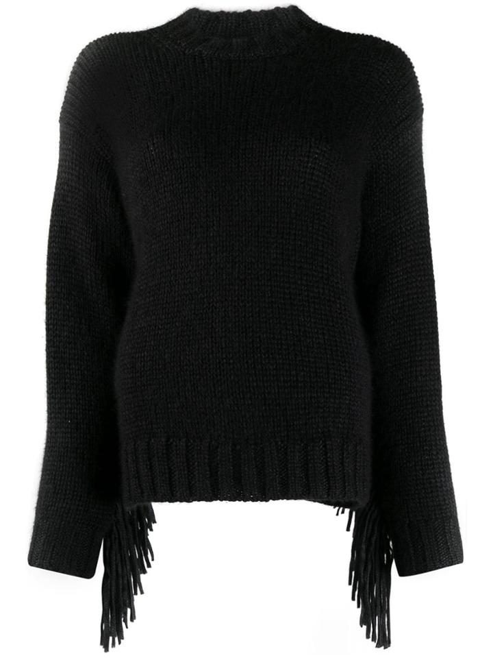 Alanui Fringed Knitted Jumper - Black