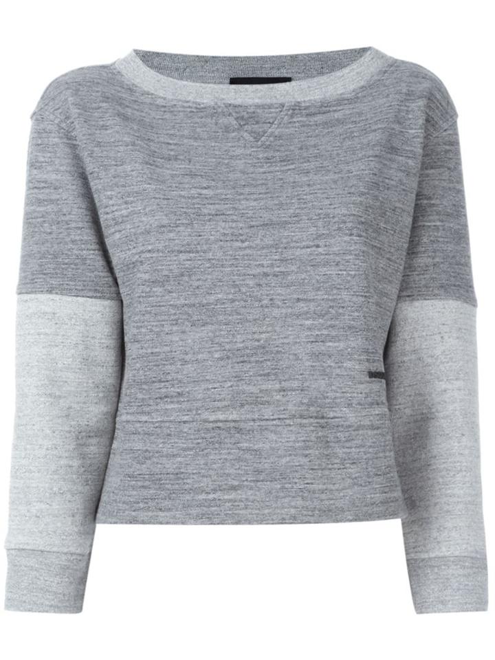 Dsquared2 Contrast Sleeve Marled Sweater, Women's, Size: Large, Grey, Cotton