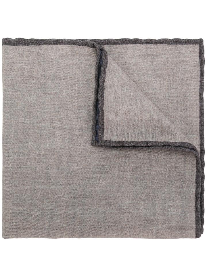 Eleventy Contrasting Edges Handkerchief - Brown