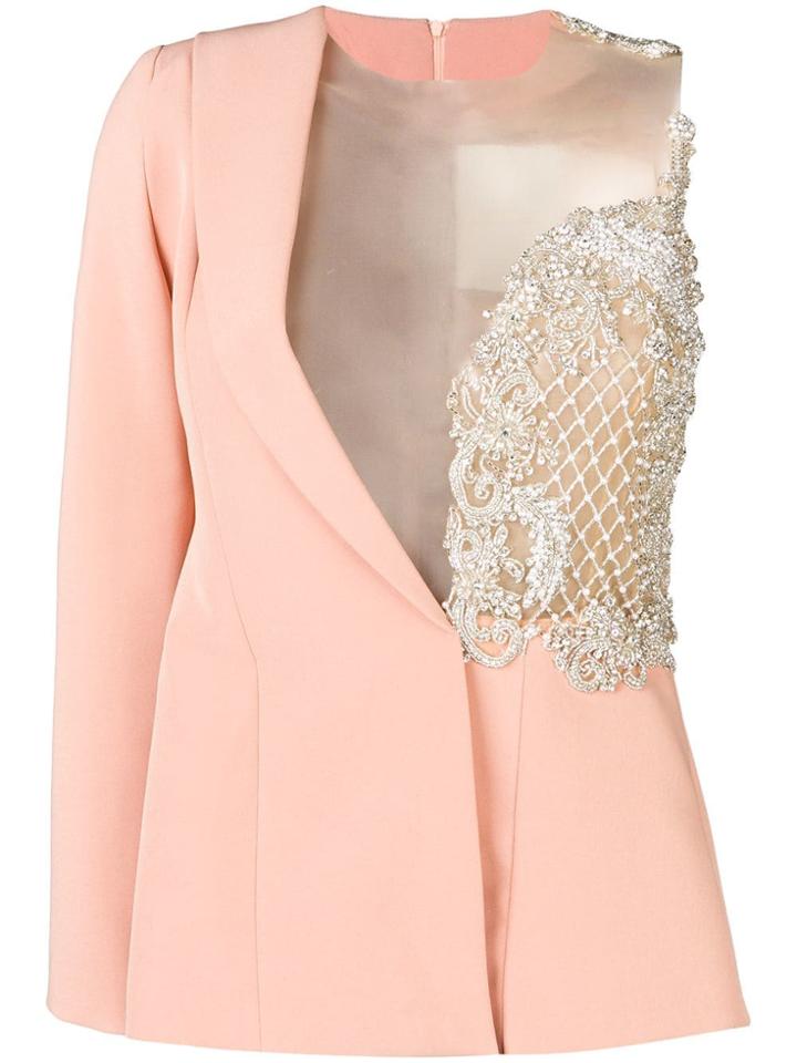 Loulou Embroidered Top Blazer - Neutrals