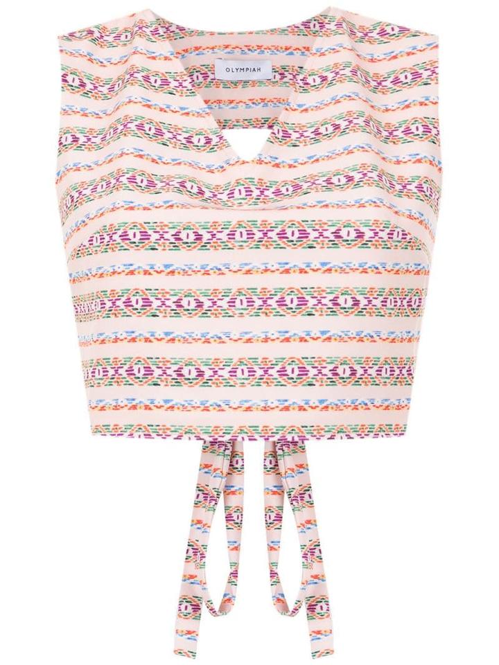 Olympiah Printed Papa Cropped Top - Pink
