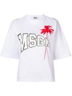 Msgm Palm Tree Logo Print T-shirt - White
