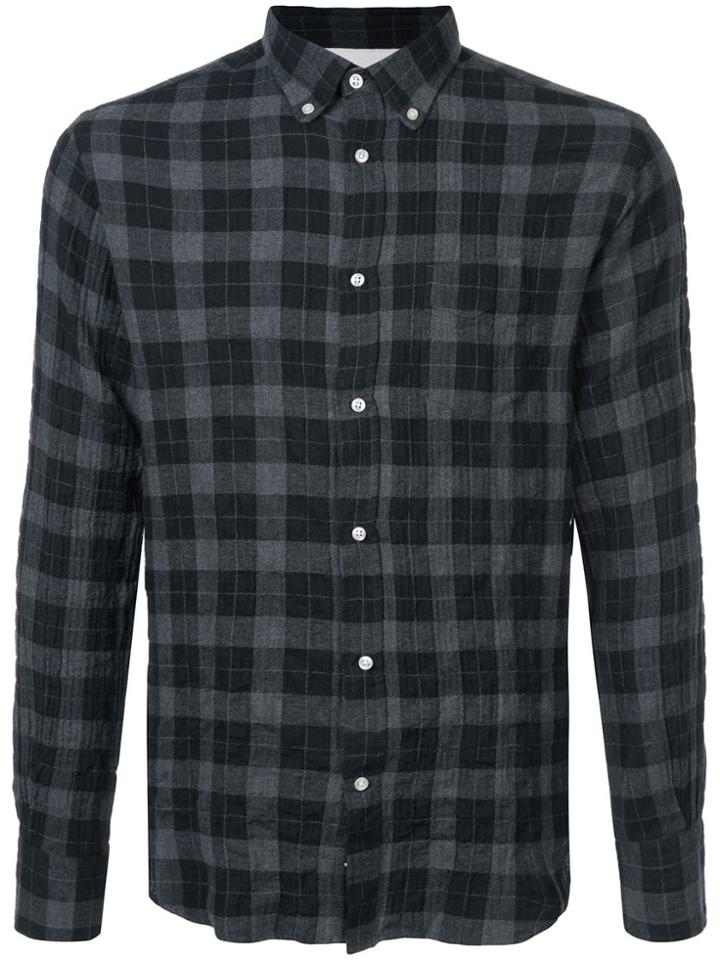 Officine Generale Longsleeved Plaid Print Shirt - Grey
