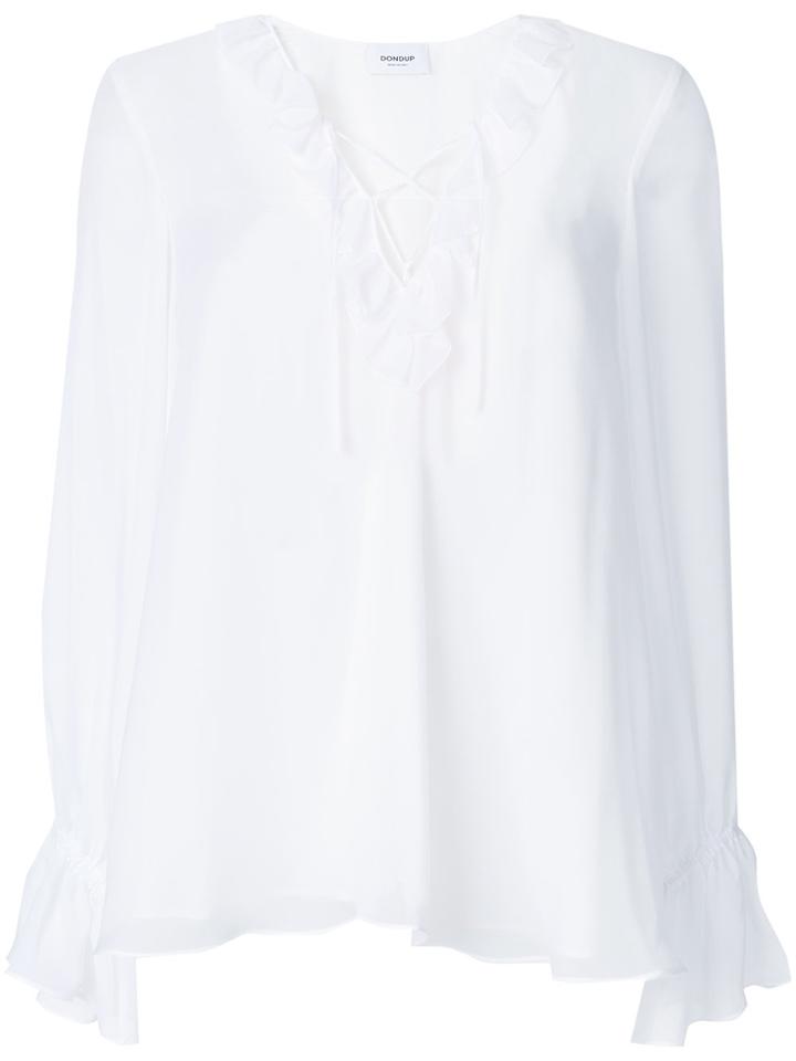 Dondup Puff Sleeve Ruffle Blouse - White