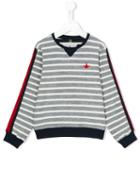 Macchia J Kids - Star Patch Striped Sweatshirt - Kids - Cotton - 2 Yrs, White