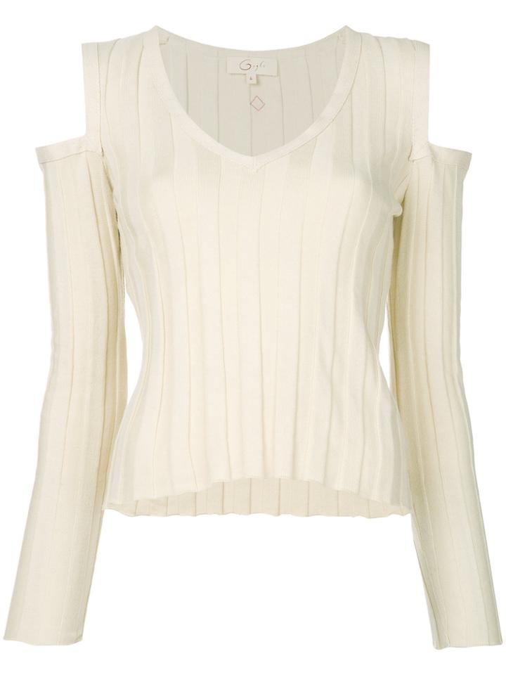 Romeo Gigli Vintage Cold Shoulders Ribbed Blouse - Unavailable