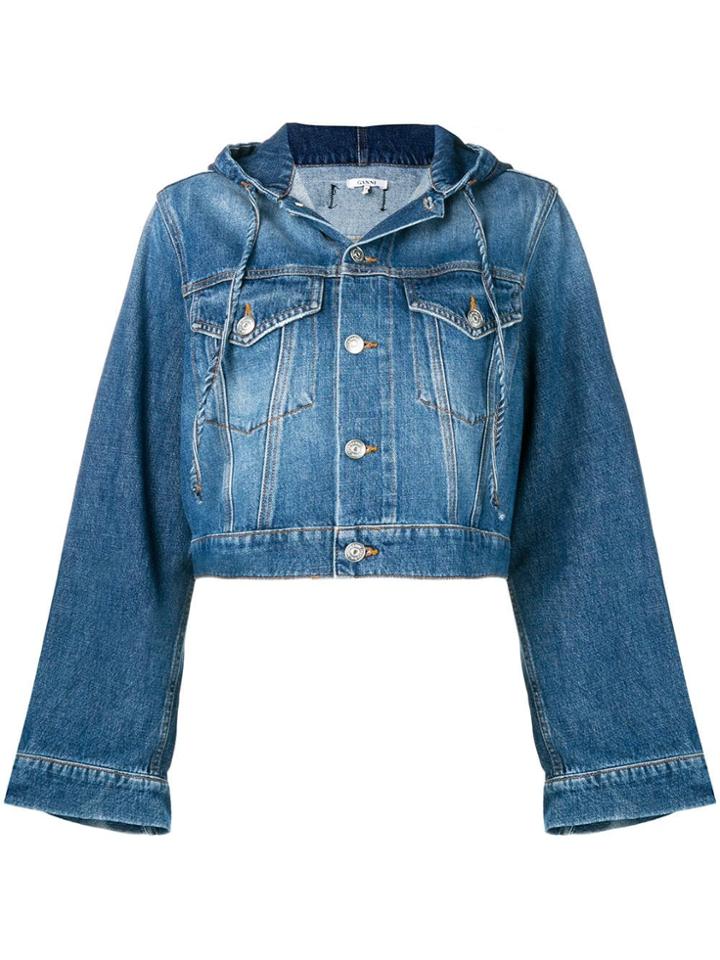 Ganni Hooded Denim Jacket - Blue