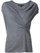 Derek Lam Cap Sleeve Asymmetrical Drape Sweater - Grey