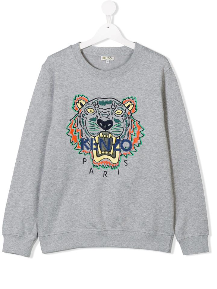 Kenzo Kids Teen Tiger Embroidered Sweatshirt - Grey