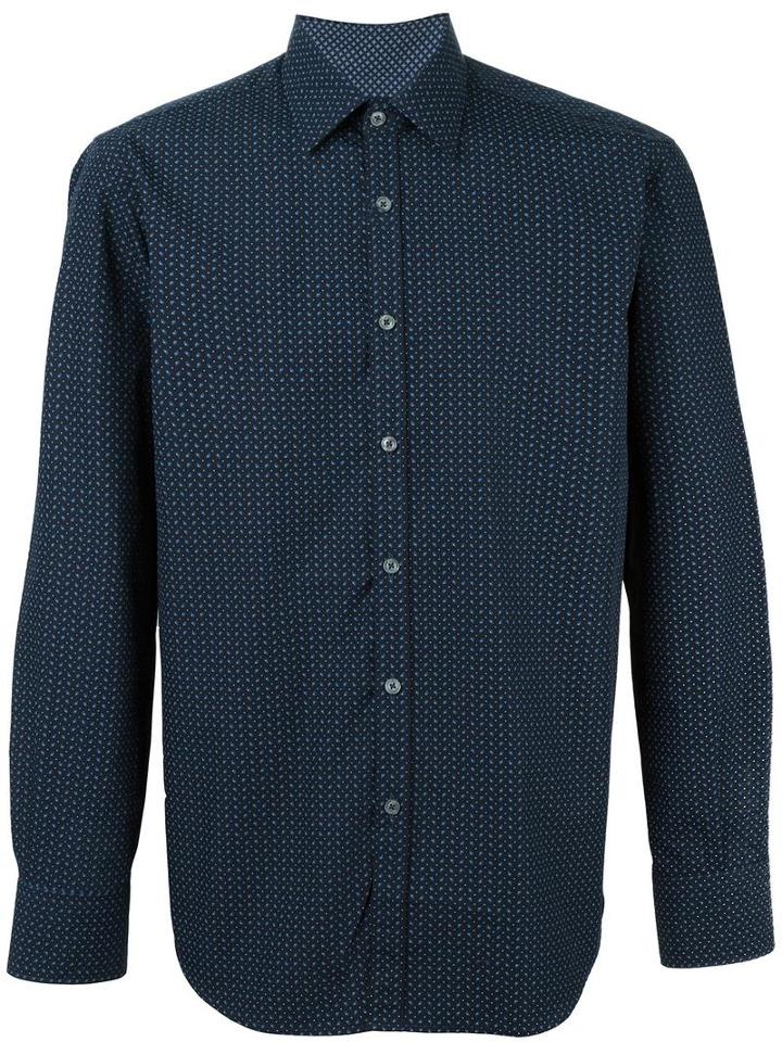 Canali Slim-fit Patterned Shirt, Size: Xl, Blue, Cotton