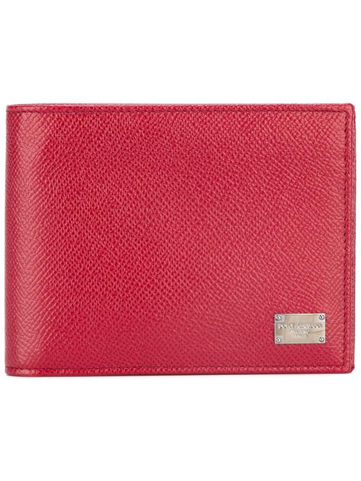 Dolce & Gabbana Dauphine Leather Billfold Wallet - Red