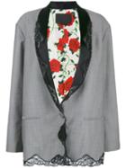 Alexander Wang Lace Trim Pinstriped Blazer, Women's, Size: 6, Grey, Silk/mohair/wool
