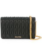 Miu Miu Matelassé Chain Wallet - Black