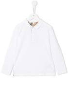Burberry Kids Check Detail Polo Shirt, Boy's, Size: 12 Yrs, White