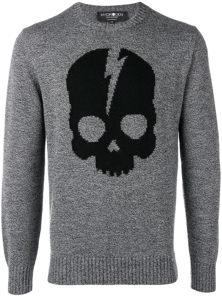 Hydrogen Skull Intarsia Sweater - Grey