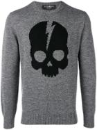 Hydrogen Skull Intarsia Sweater - Grey