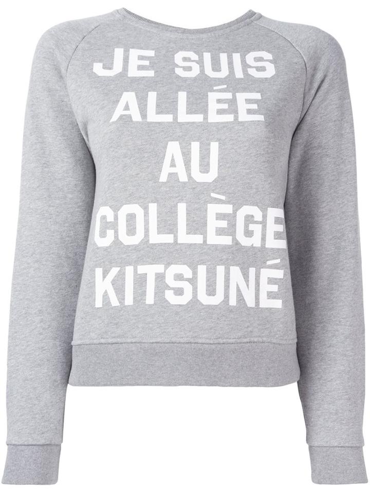 Maison Kitsuné Printed Sweatshirt, Women's, Size: Small, Grey, Cotton
