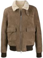 Officine Generale Fitted Aviator Jacket - Neutrals