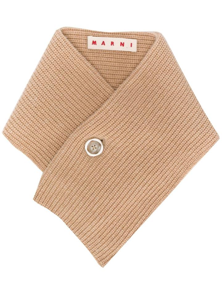 Marni Ribbed Knit Buttoned Scarf - Neutrals