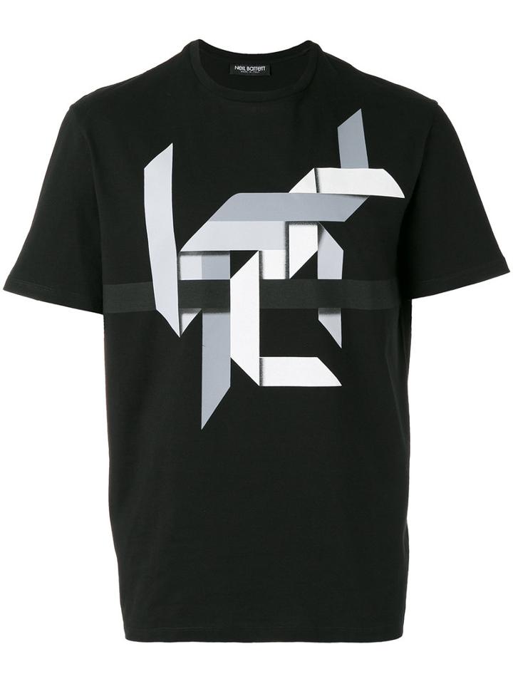 Neil Barrett Graphic Print T-shirt, Men's, Size: Small, Black, Cotton