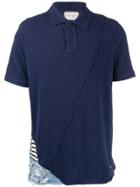 Greg Lauren Twist Panelled Polo Shirt - Blue