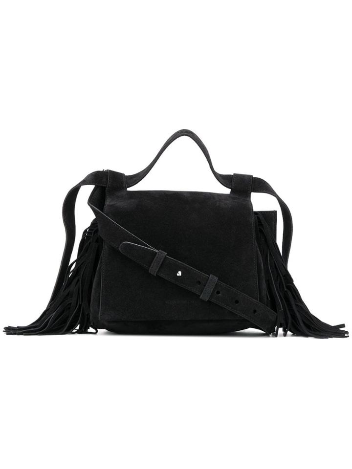 Elena Ghisellini Fringe Detail Shoulder Bag - Black