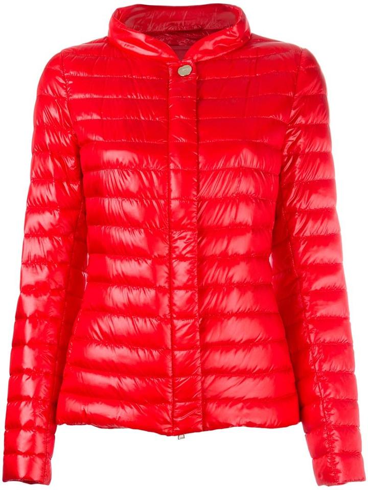 Herno High Neck Buttoned Jacket, Women's, Size: 44, Red, Polyimide/feather Down/polyamide