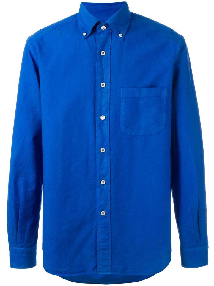 Mp Massimo Piombo Button Down Collar Classic Shirt, Men's, Size: 41, Blue, Cotton