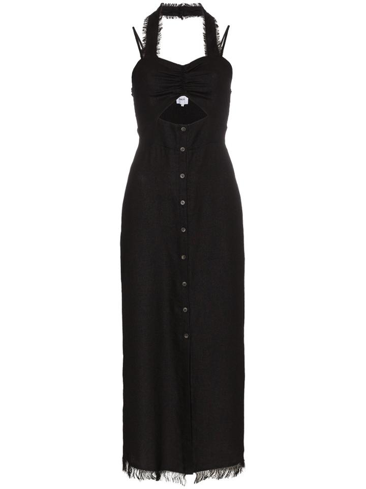 Nanushka Kenzie Tech Button Midi Dress - Black