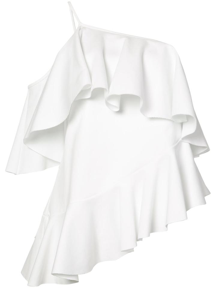Marques'almeida - Jersey One Shoulder Frill Top - Women - Polyamide/polyester - S, White, Polyamide/polyester