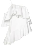 Marques'almeida - Jersey One Shoulder Frill Top - Women - Polyamide/polyester - S, White, Polyamide/polyester