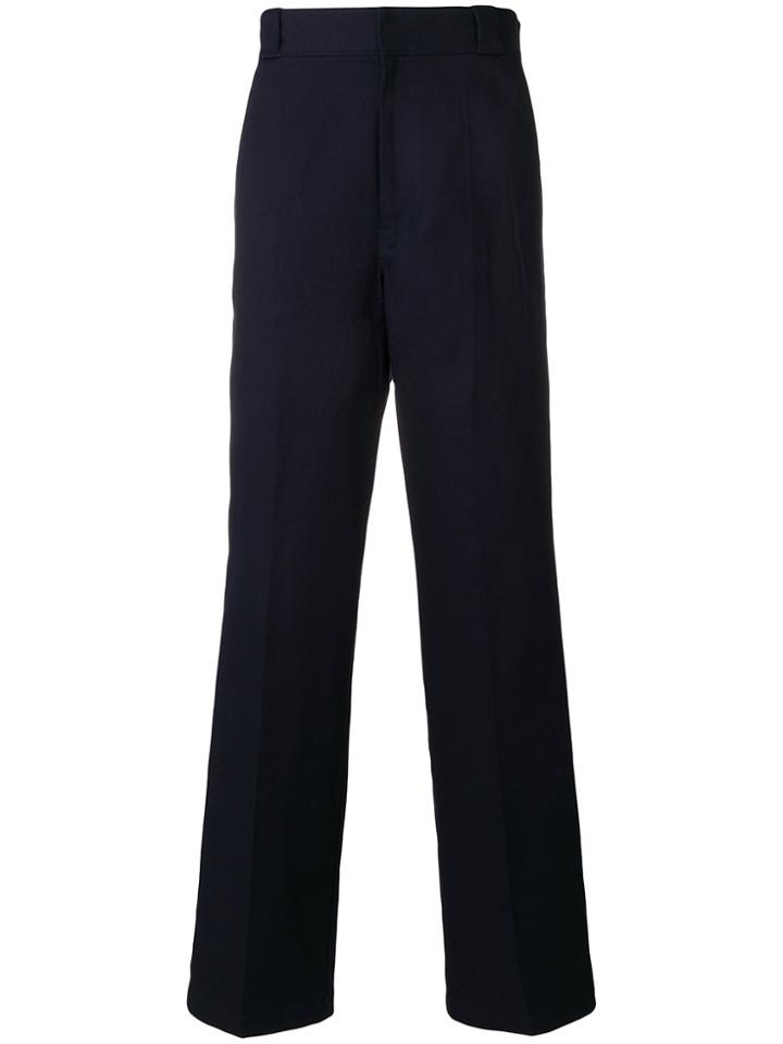 Prada Logo Patch Drill Trousers - Blue