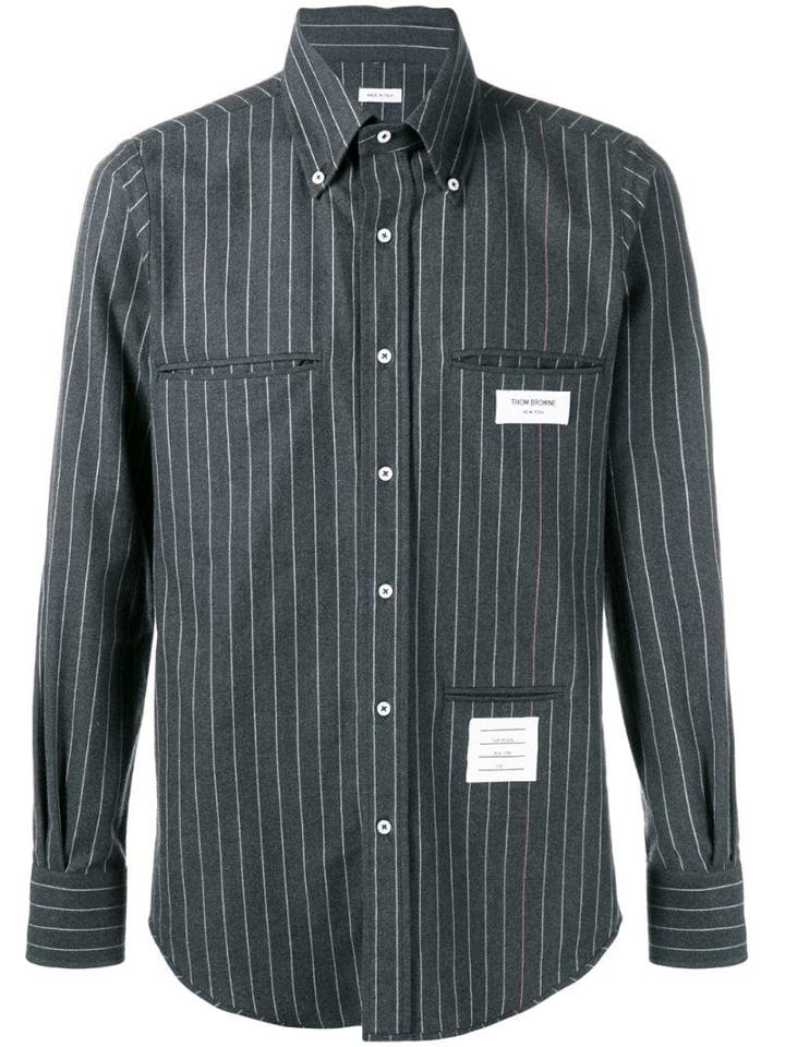 Thom Browne Inside-out Chalk Stripe Shirt - Grey