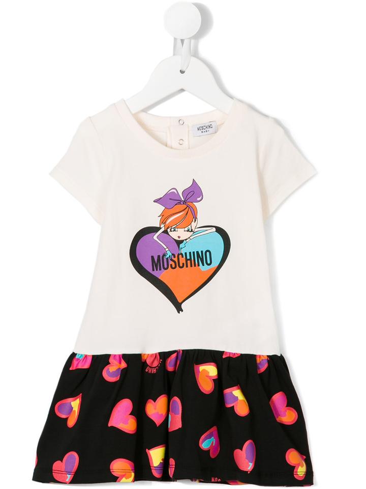 Moschino Kids - Heart Print Dress - Kids - Cotton/spandex/elastane - 6 Mth, White