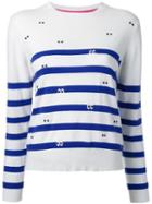 Muveil Striped Jumper, Women's, Size: 38, White, Cotton/wool/nylon