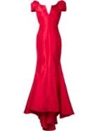 Zac Posen Shortsleeved Gown, Women's, Size: 8, Red, Silk