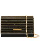 Elie Saab Metallic Foldover Clutch, Women's, Black, Calf Leather/swarovski Crystal/metal
