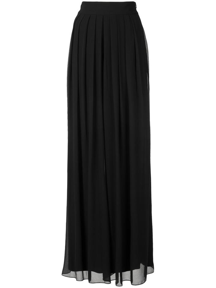 Badgley Mischka - Pleated Sheer Palazzo Trousers - Women - Polyester - 4, Women's, Black, Polyester