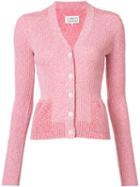 Maison Margiela - Ribbed Cardigan - Women - Cotton/polyester/polyimide - M, Women's, Pink/purple, Cotton/polyester/polyimide