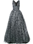 Christian Siriano Metallic Floral Embellished Dress - Black