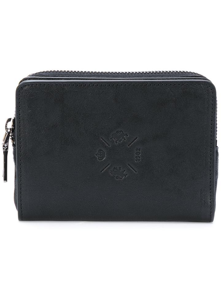 Al Duca D'aosta 1902 Logo Embossed Zip Wallet - Black
