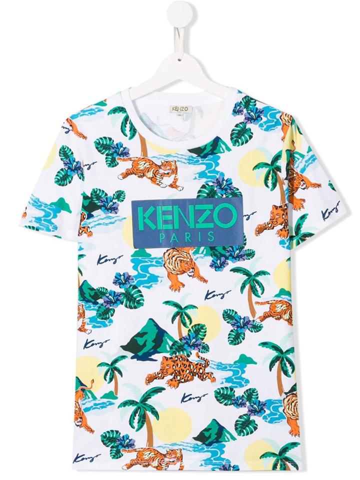 Kenzo Kids 'hawai' Print T-shirt - White