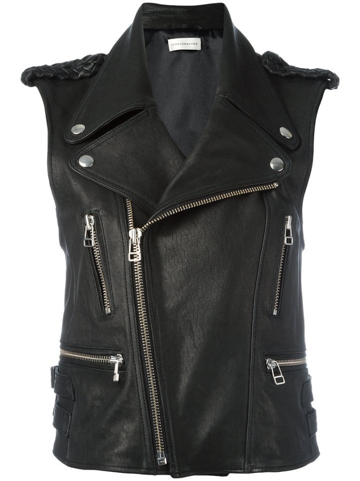 Faith Connexion Biker Vest, Women's, Size: 36, Black, Polyester/lamb Skin