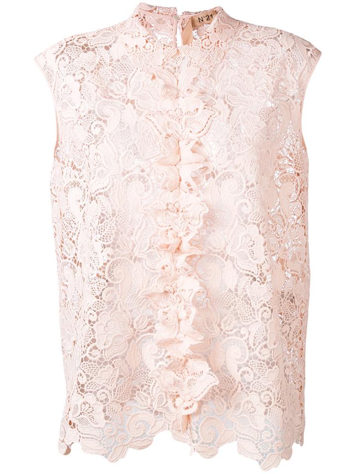 No21 - Embroidered Tank Top - Women - Polyester - 46, Pink/purple, Polyester